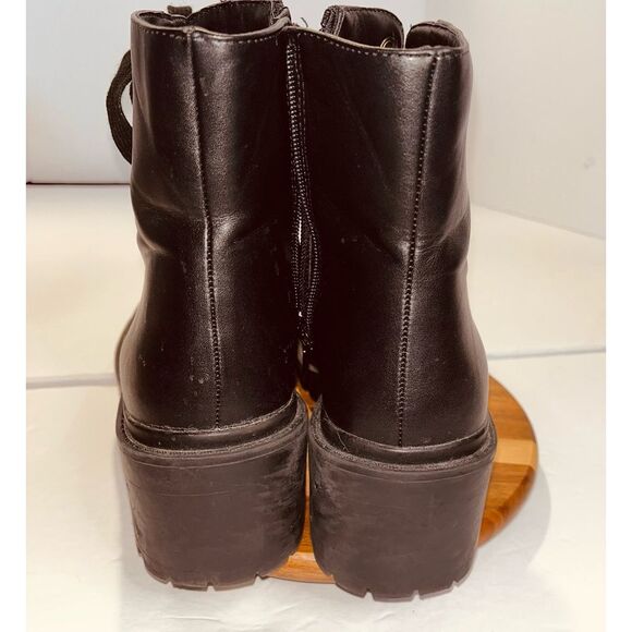 Universal‎ Thread Brie Vegan Leather Combat Boots Chunky Heel Zipper Black US 9 - Picture 4 of 6